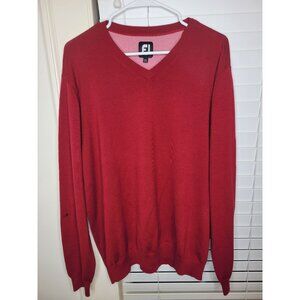 FootJoy FJ Mens Sweater Red V-Neck L Wool Golf Business Casual Preppy light